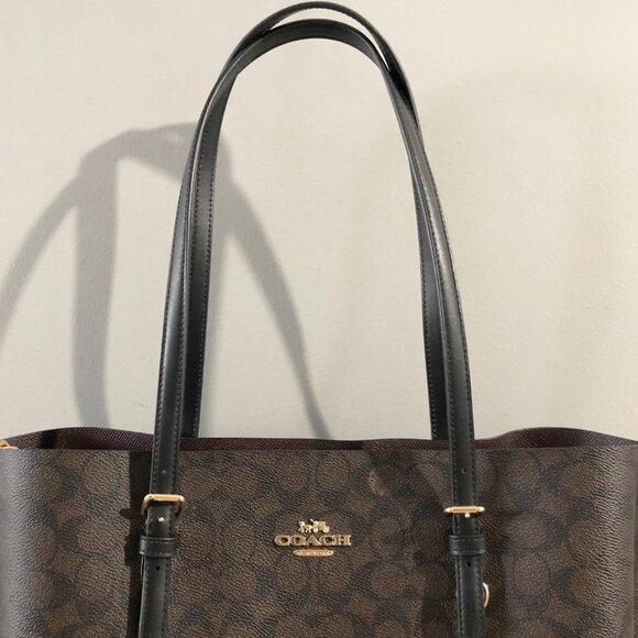 Coach Mollie Signature Coated Canvas Leather Brown/Black Shoulder Tote MSRP $428 - Picture 10 of 15